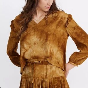 Madewell Tie-Dye Ruffle-Shoulder Top Sz M